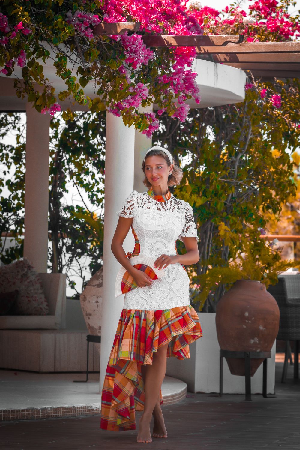 Robe Dentelle Guipure et Madras