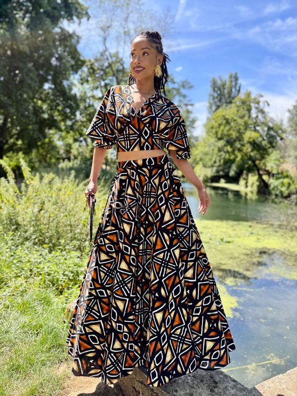 Ensemble Jupe trapèze maxi Wax et top dos nu