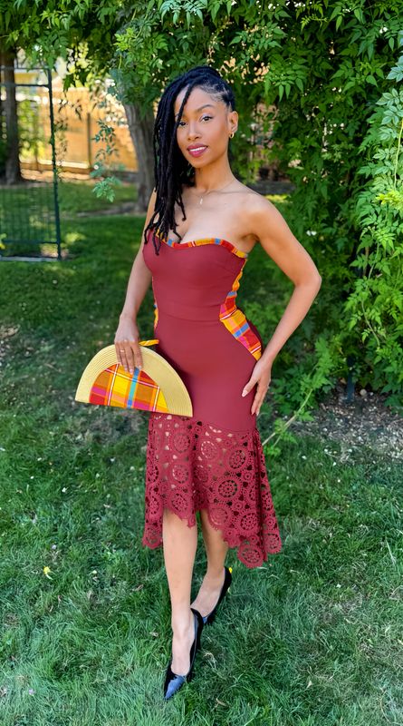 Robe bandage bustier Asymétrique Madras