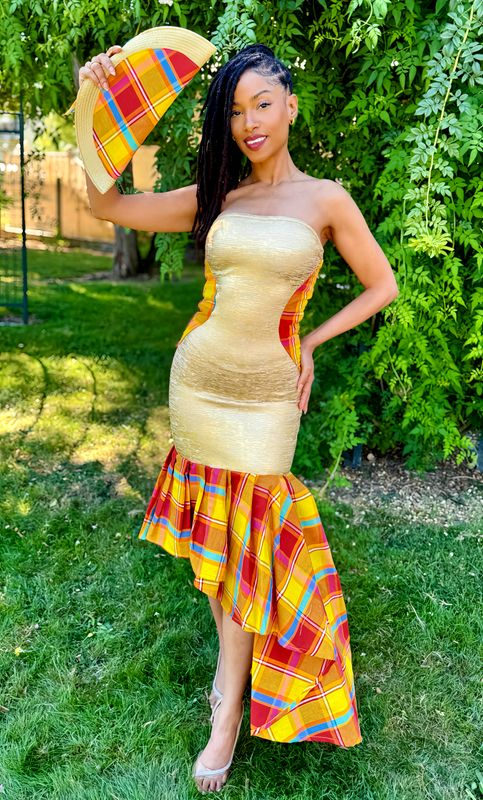 Robe bandage doré bustier Asymétrique Wax
