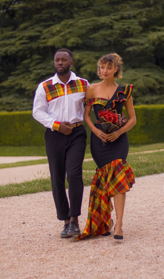 Robe Asymétrique noir Madras