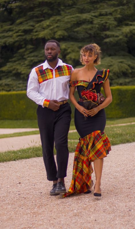 Robe Asymétrique noir Madras