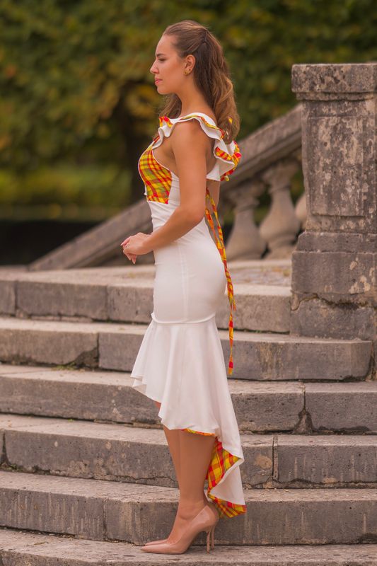 Robe Dos Nu Blanche Madras