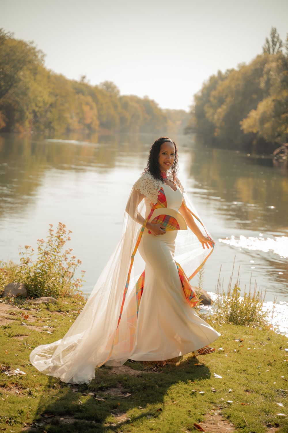 Ensemble Robe de Mariée madras avec cap