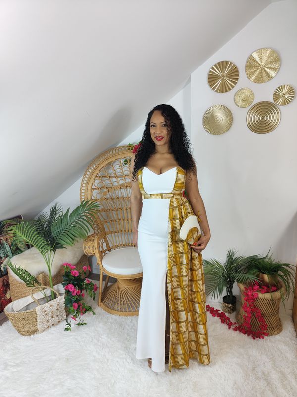 Robe de Mariée Bustier fendu drapé wax