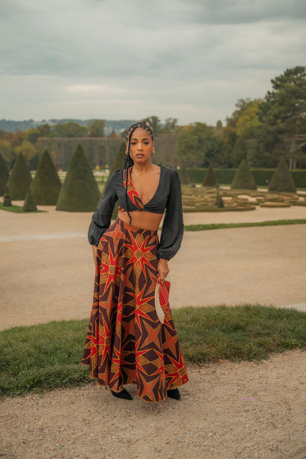 Ensemble Jupe trapèze wax et top cache coeur