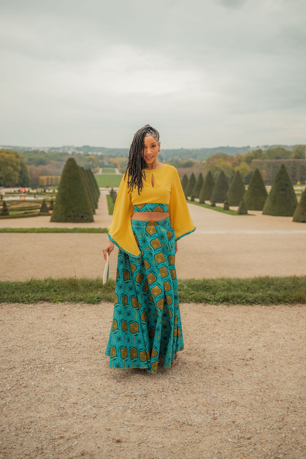 Ensemble Jupe trapèze wax et top asymétrique