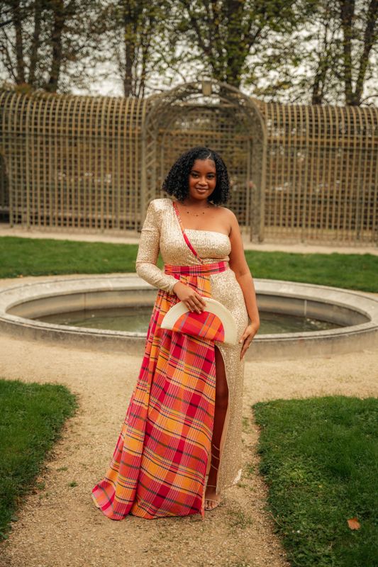 Robe Sequin Asymétrique Madras