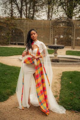 Robe de Mariée Bustier Asymétrique Madras