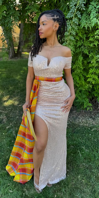 Robe Sequin Asymétrique Madras