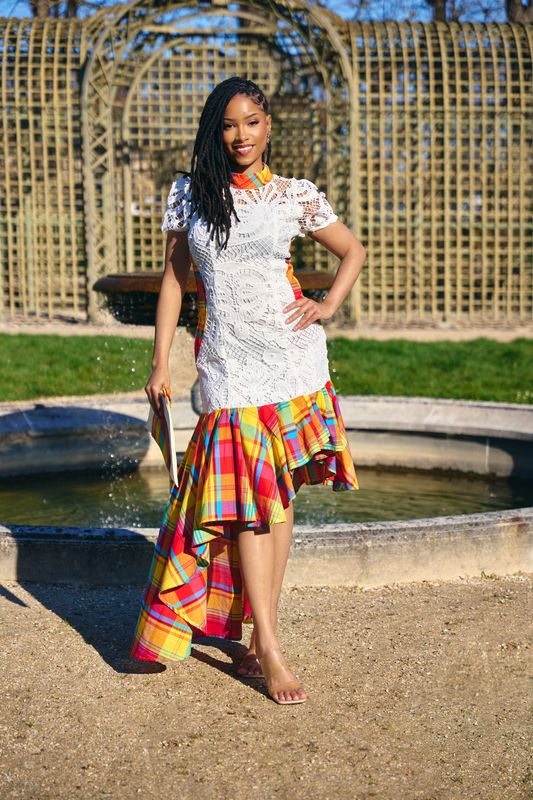 Robe Dentelle Guipure et Madras Robe Dentelle Guipure et Madras