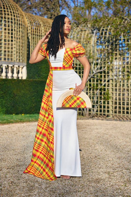 Robe de Mariée madras sans cap Robe de Mariée madras sans cap