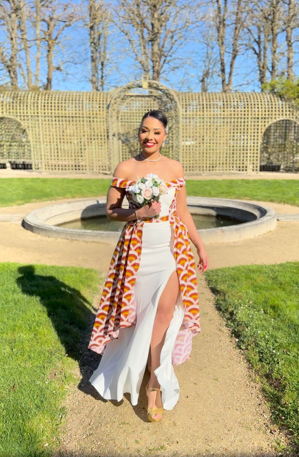 Robe marié epaule dénudées drapé Wax