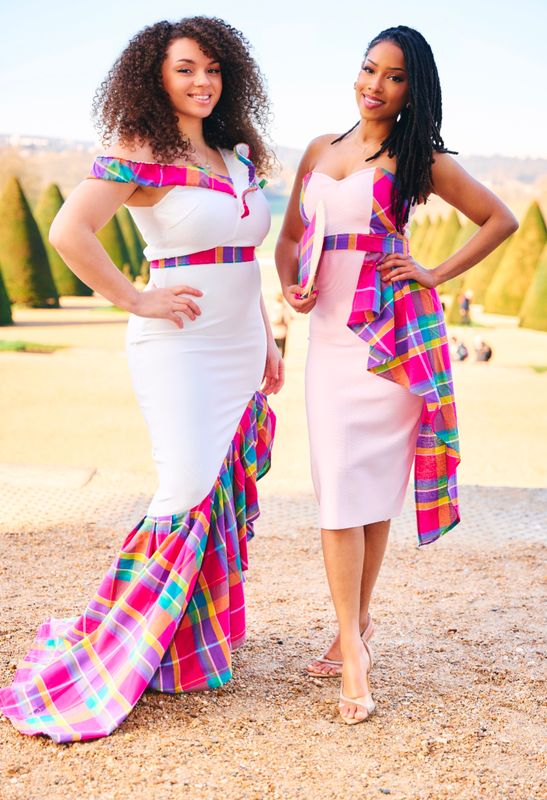 Robe Asymétrique blanche Madras Robe Asymétrique blanche Madras