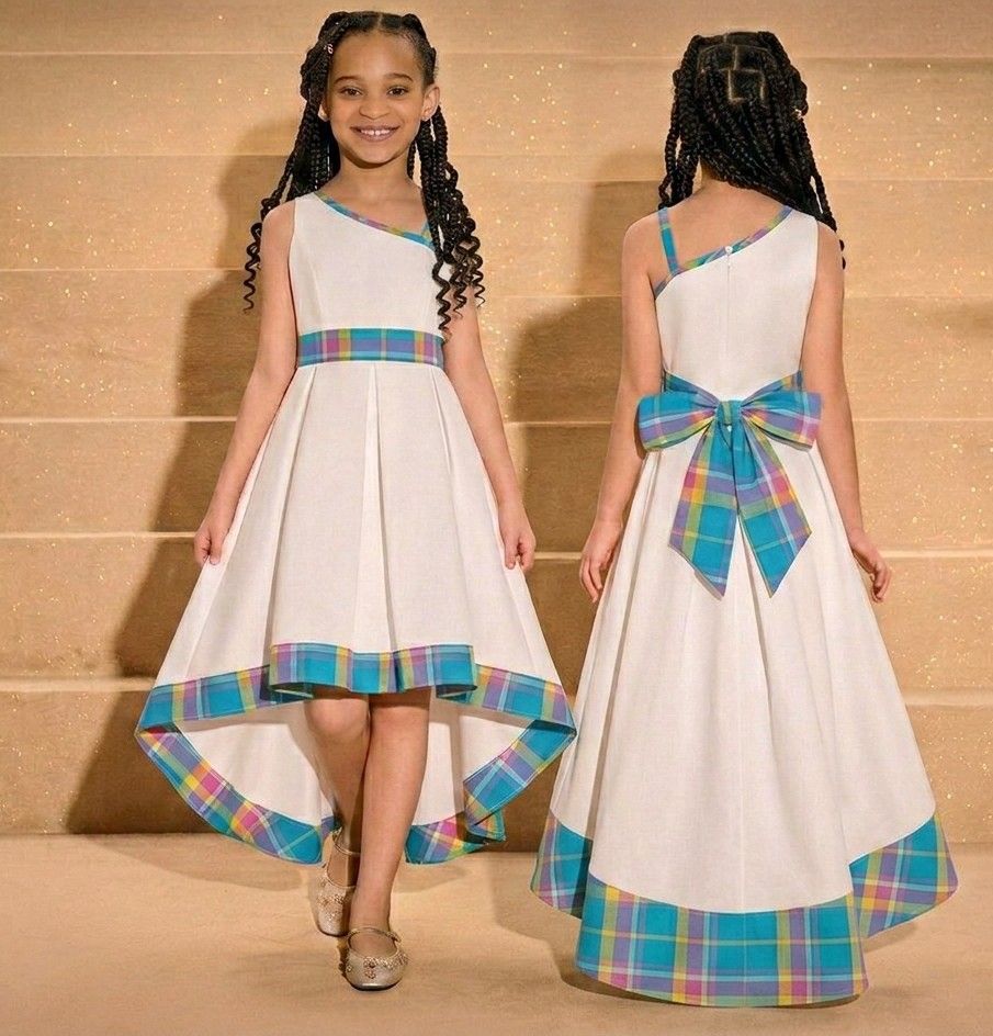 Robe blanche Asymétrique Madras