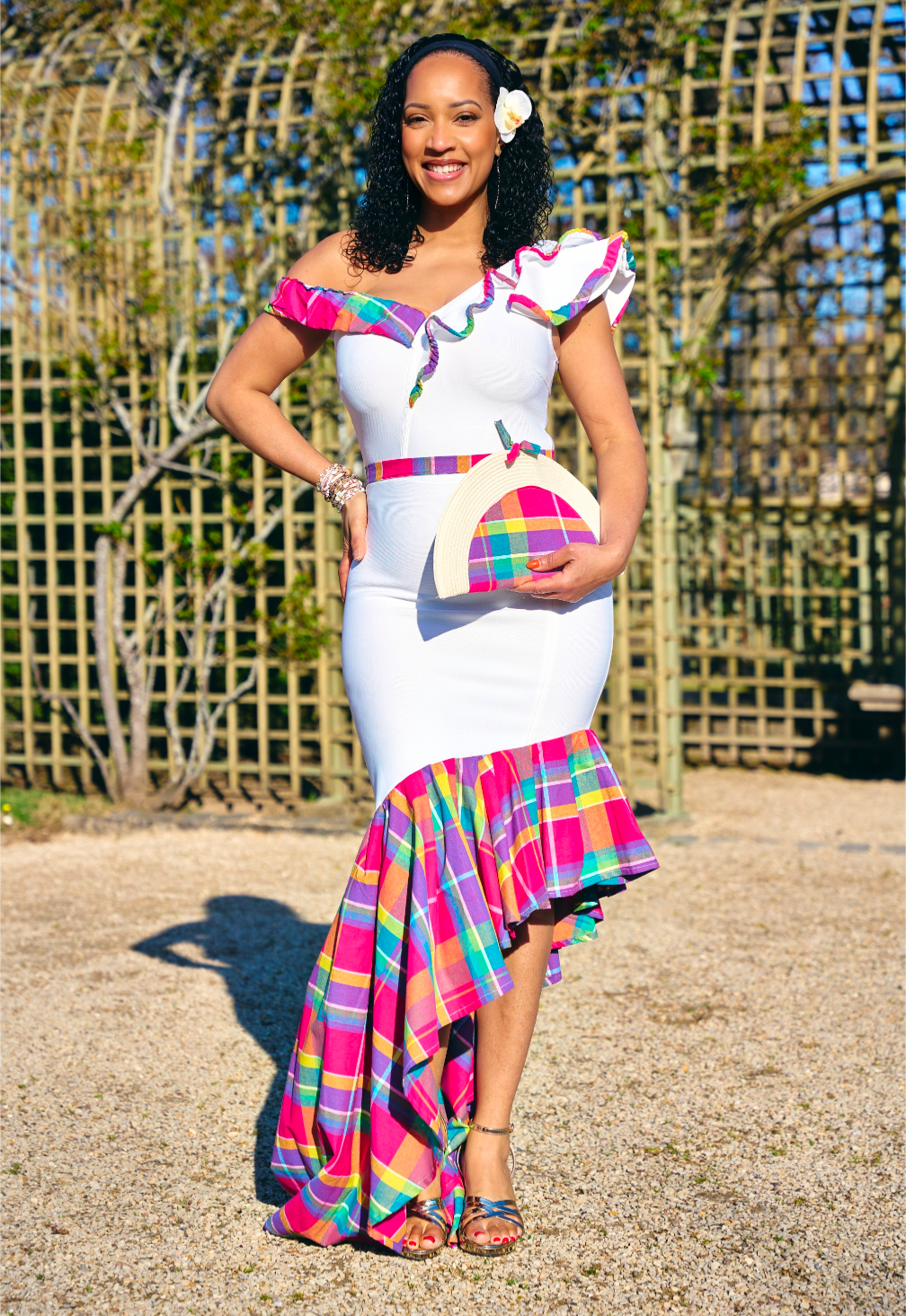 Robe Asymétrique Blanche Madras