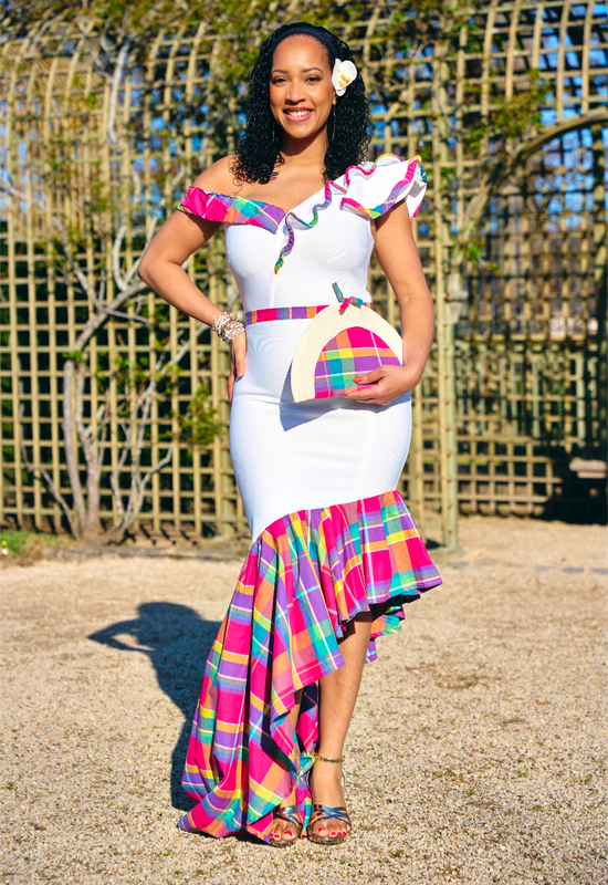 Robe Asymétrique Blanche Madras Robe Asymétrique Blanche Madras