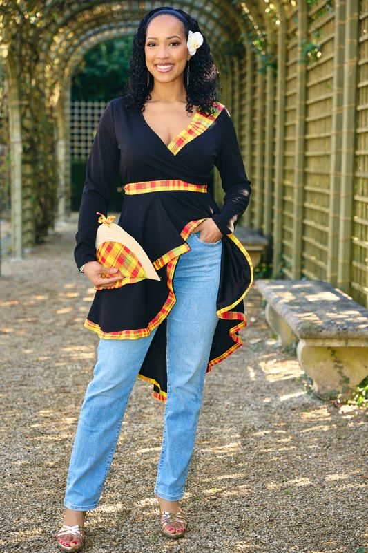 Tunique cache coeur asymétrique Madras