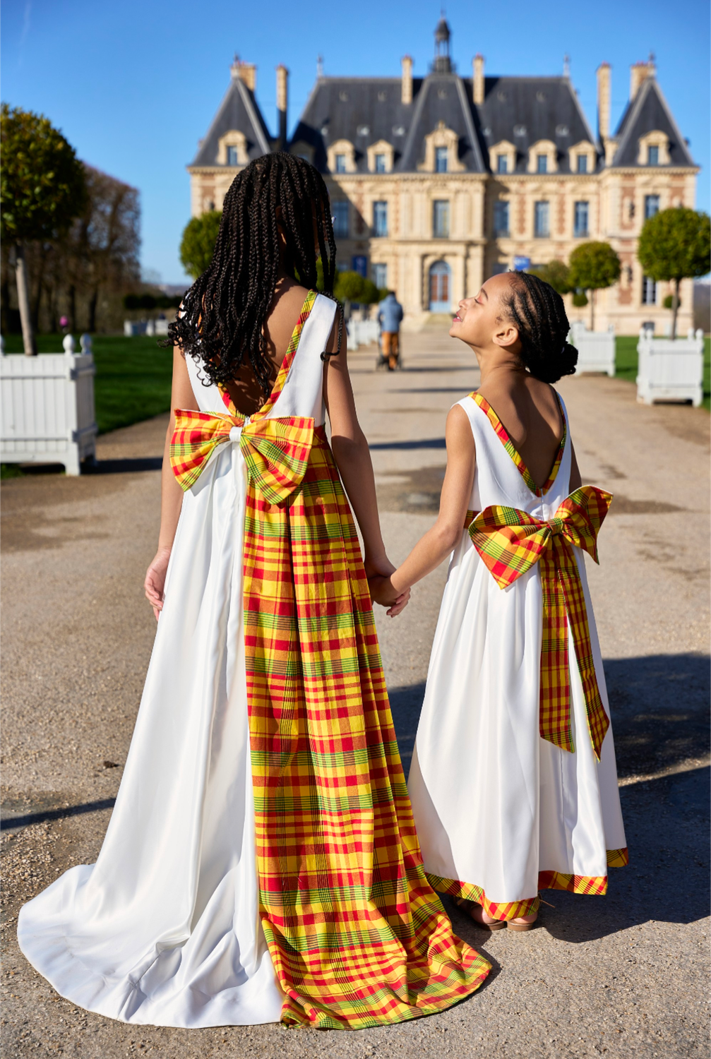 Robe blanche Asymétrique dos nu Madras