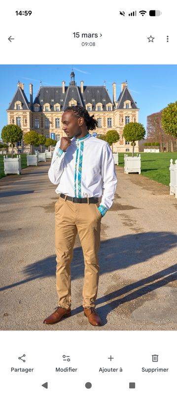 Chemise Blanche col Mao Madras