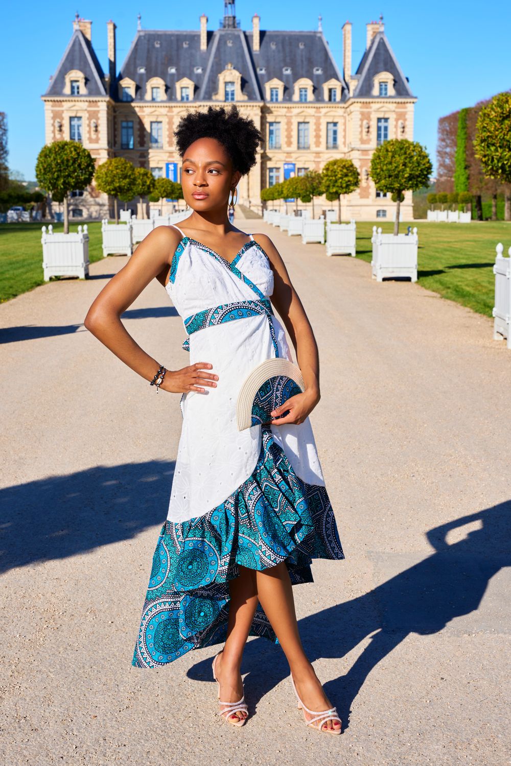 Robe cache coeur broderie anglaise dos nu asymétrique Wax