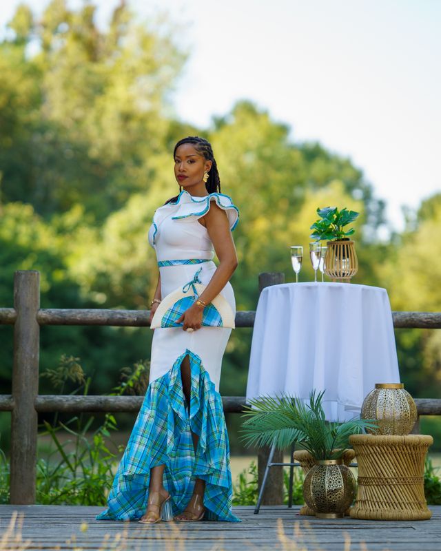 Robe Asymétrique Blanche Madras
