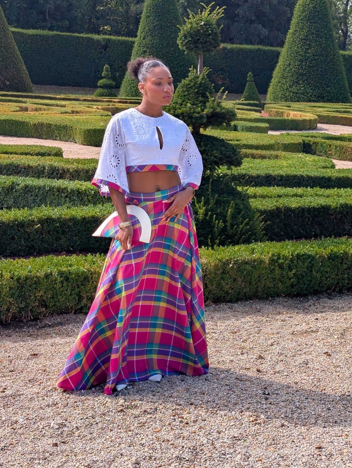 Ensemble Jupe trapèze Madras et top bustier Ensemble Jupe trapèze Madras et top bustier