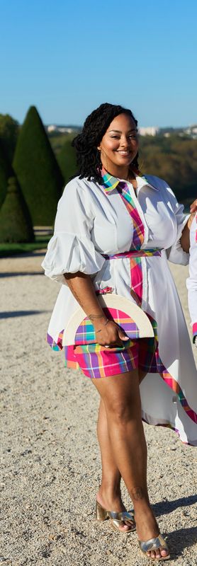 Ensemble tunique et short madras assorti