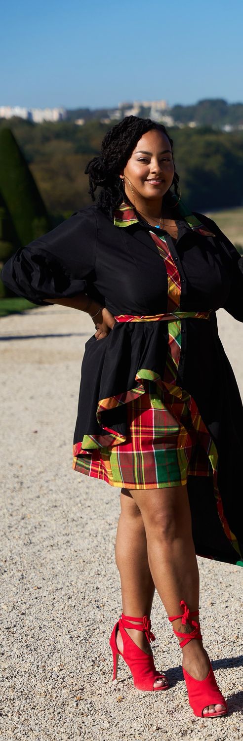 Ensemble tunique et short madras assorti