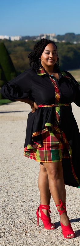Ensemble tunique et short madras assorti