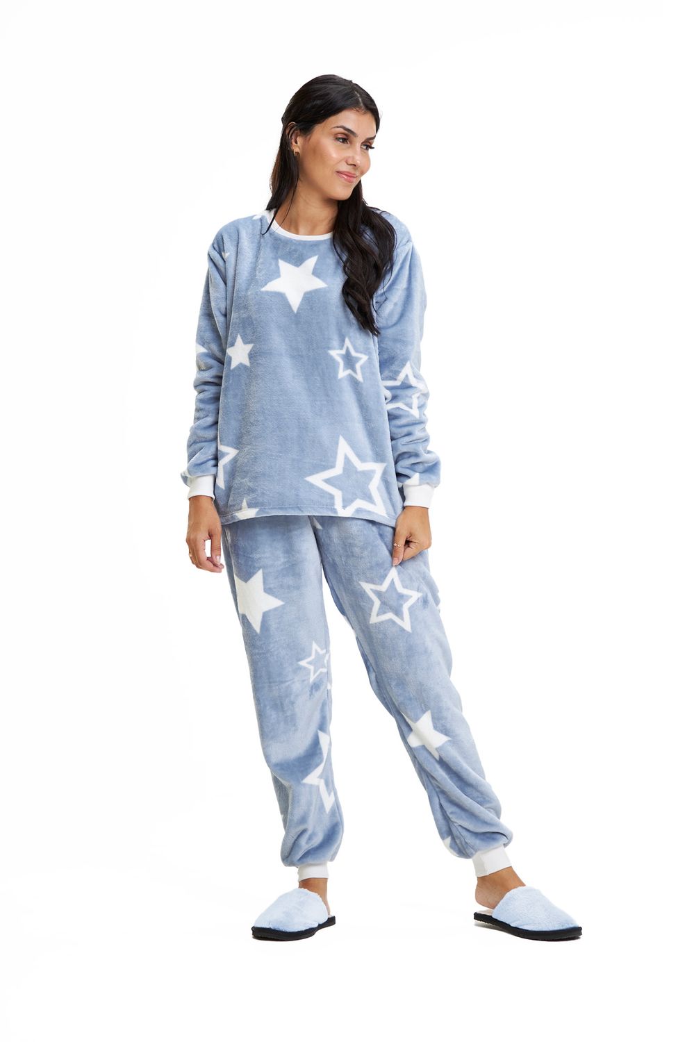 Women&#39;s Fleece Pajamas Set - Blue Stars