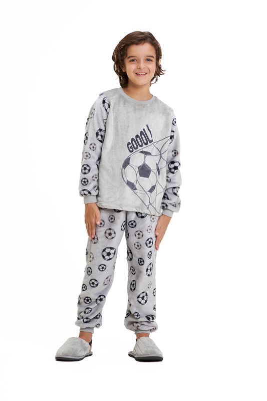 Boy&#39;s Fleece Long Pajamas Set - Soccer Gol