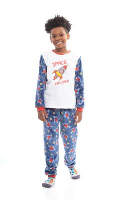 Boy&#39;s Fleece Long Pajamas Set - Space Explorer