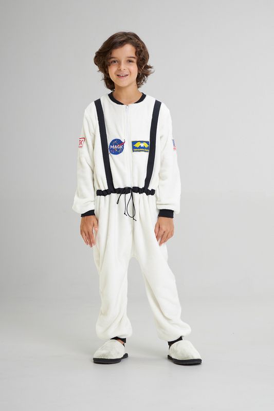 Boy&#39;s Fleece Jumpsuit Pajamas - White Astronaut Costume