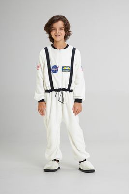 Boy&#39;s Fleece Jumpsuit Pajamas - White Astronaut Costume