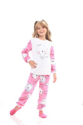 Girl&#39;s Fleece Long Pajamas Set - Good Night Puppy