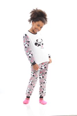 Girl&#39;s Fleece Long Pajamas Set -  I Love Panda