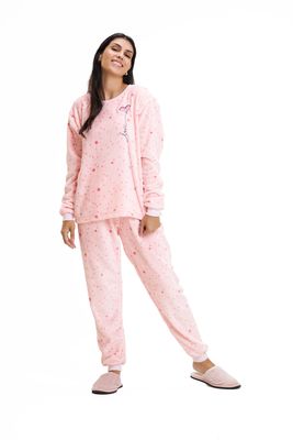 Women&#39;s Fleece Pajamas Set - Little Pink Stars