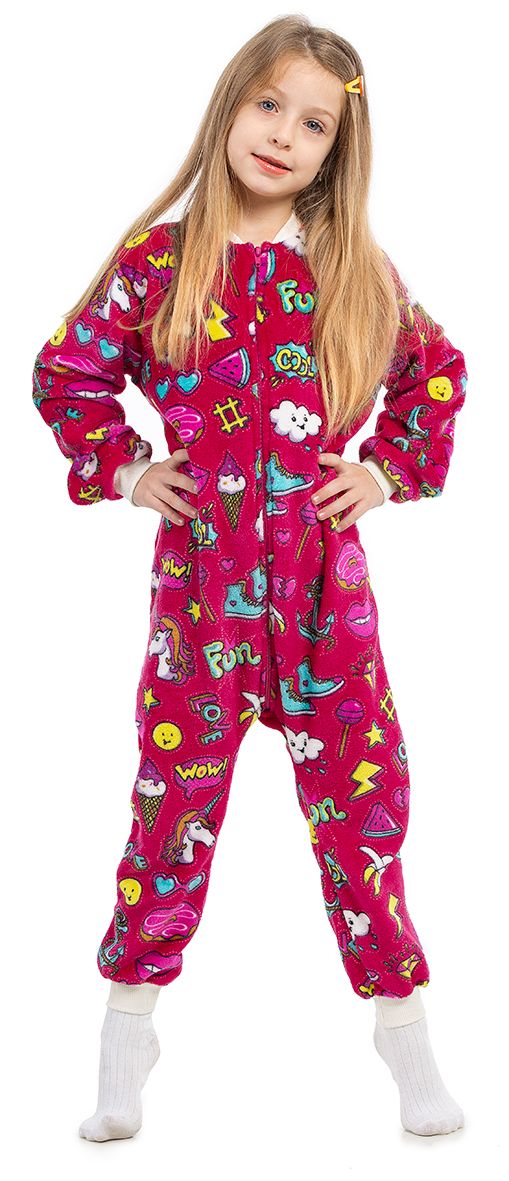 Girl&#39;s Fleece Jumpsuit Pajamas - Pink