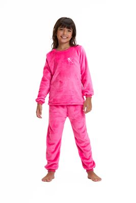 Girl&#39;s Fleece Long Pajamas Set - Pink Wand