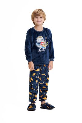 Boy&#39;s Fleece Jumpsuit Pajamas - Orange Dinosaur