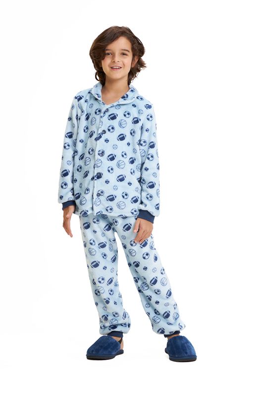 Boy&#39;s Fleece Jumpsuit Pajamas - Blue Sports