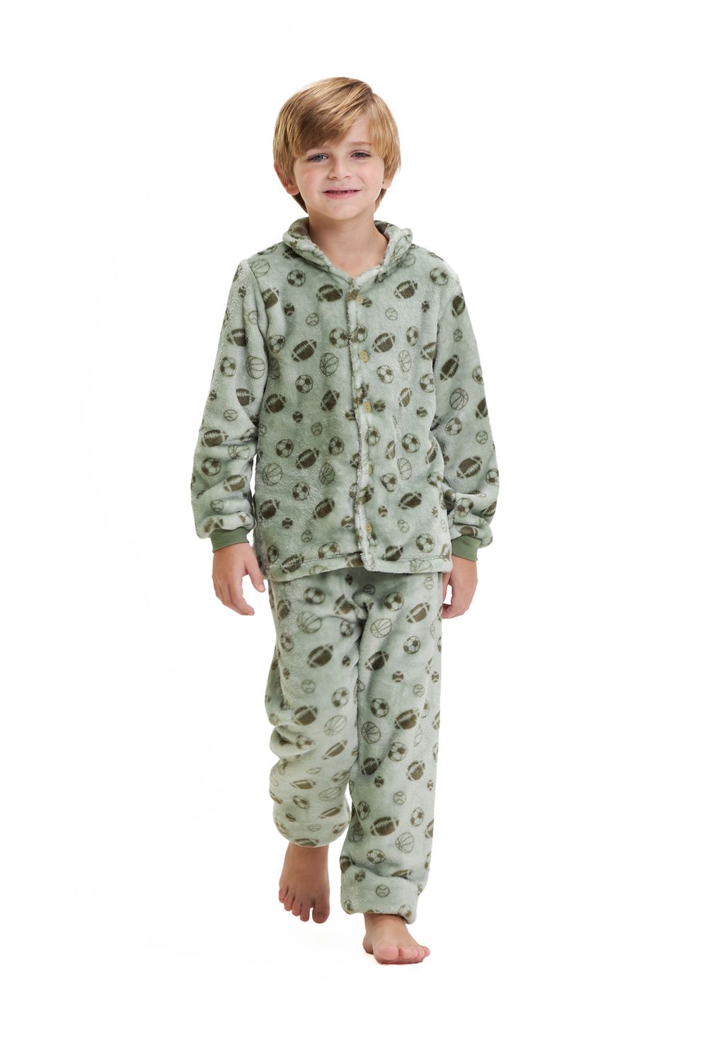 Boy&#39;s Fleece Jumpsuit Pajamas - Green Sports