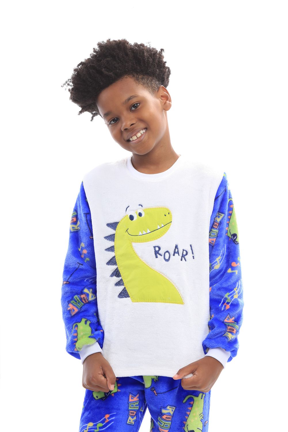 Boy&#39;s Fleece Long Pajamas Set - Dinosaur Roar