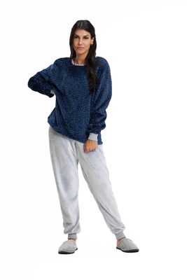 Women&#39;s Fleece Pajamas Set - Basic Starry Blue