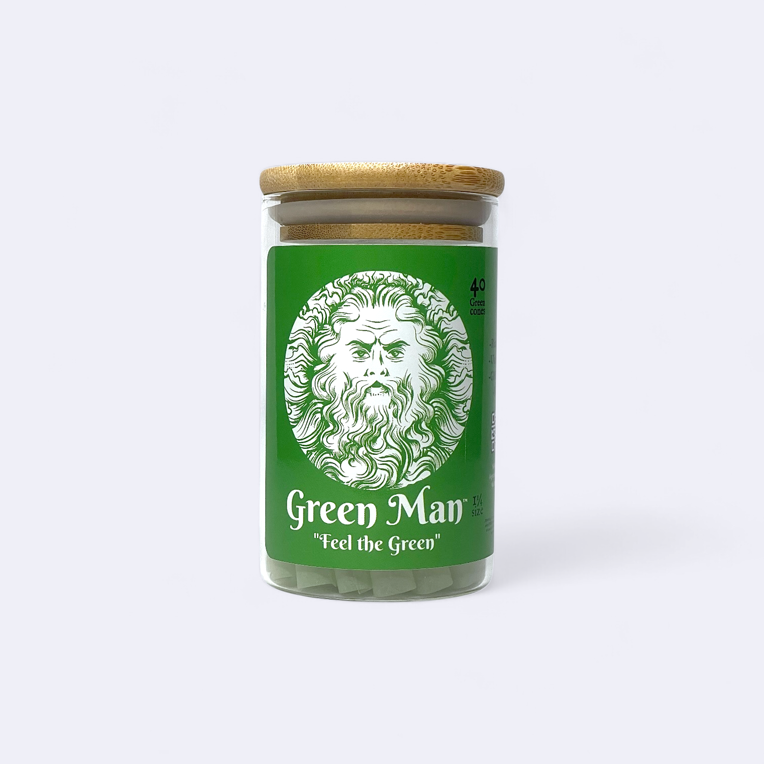 1¼ Green Rice Cones 40 count Glass Jar