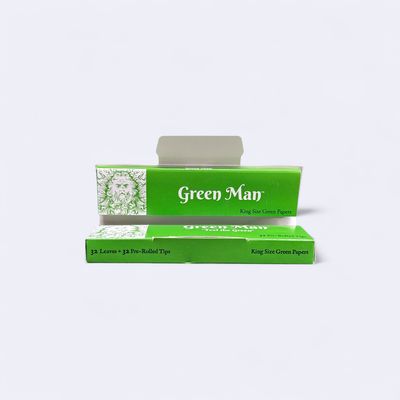 King Size Green Rice Papers with Pre-Rolled Tips Pack