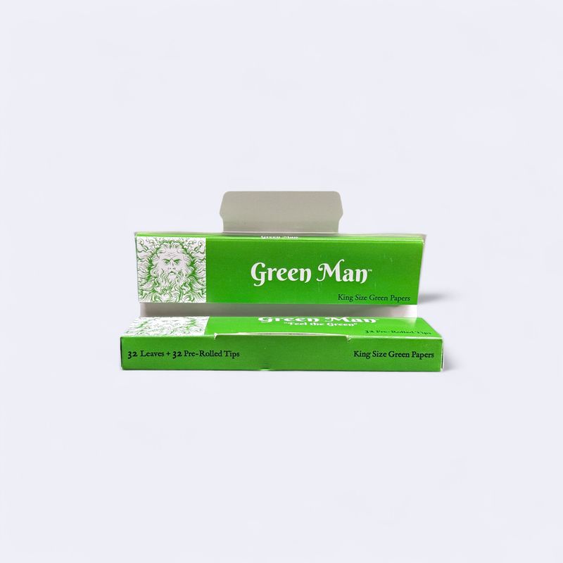 King Size Green Rice Papers with Pre-Rolled Tips Pack