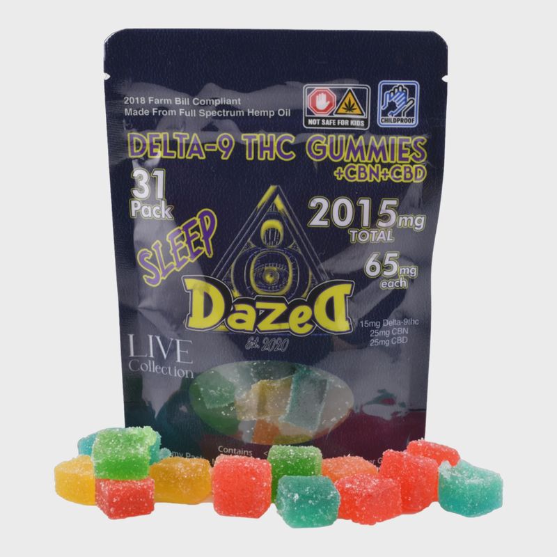 Dazed CBN + CBD + Delta 9 &quot;Sleep&quot; Gummies - 31pc [65MG]