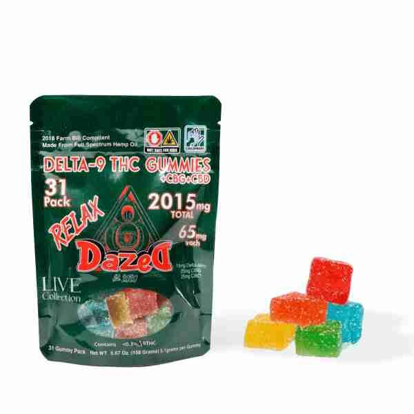 Dazed CBG + CBD + Delta 9 &quot;Relax&quot; Gummies - 31pc [65MG]